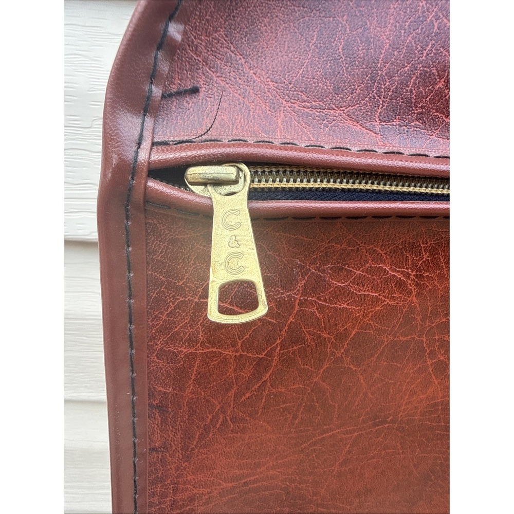 Vintage 60s Etienne Aigner Handcrafted  Burgundy Leather Garment Carrier - Picture 2 of 6